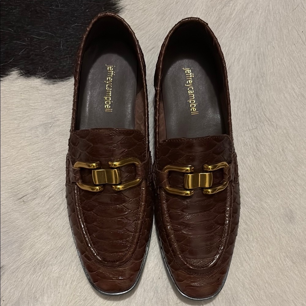 Jeffrey Campbell Brown Loafers with Gold Accent